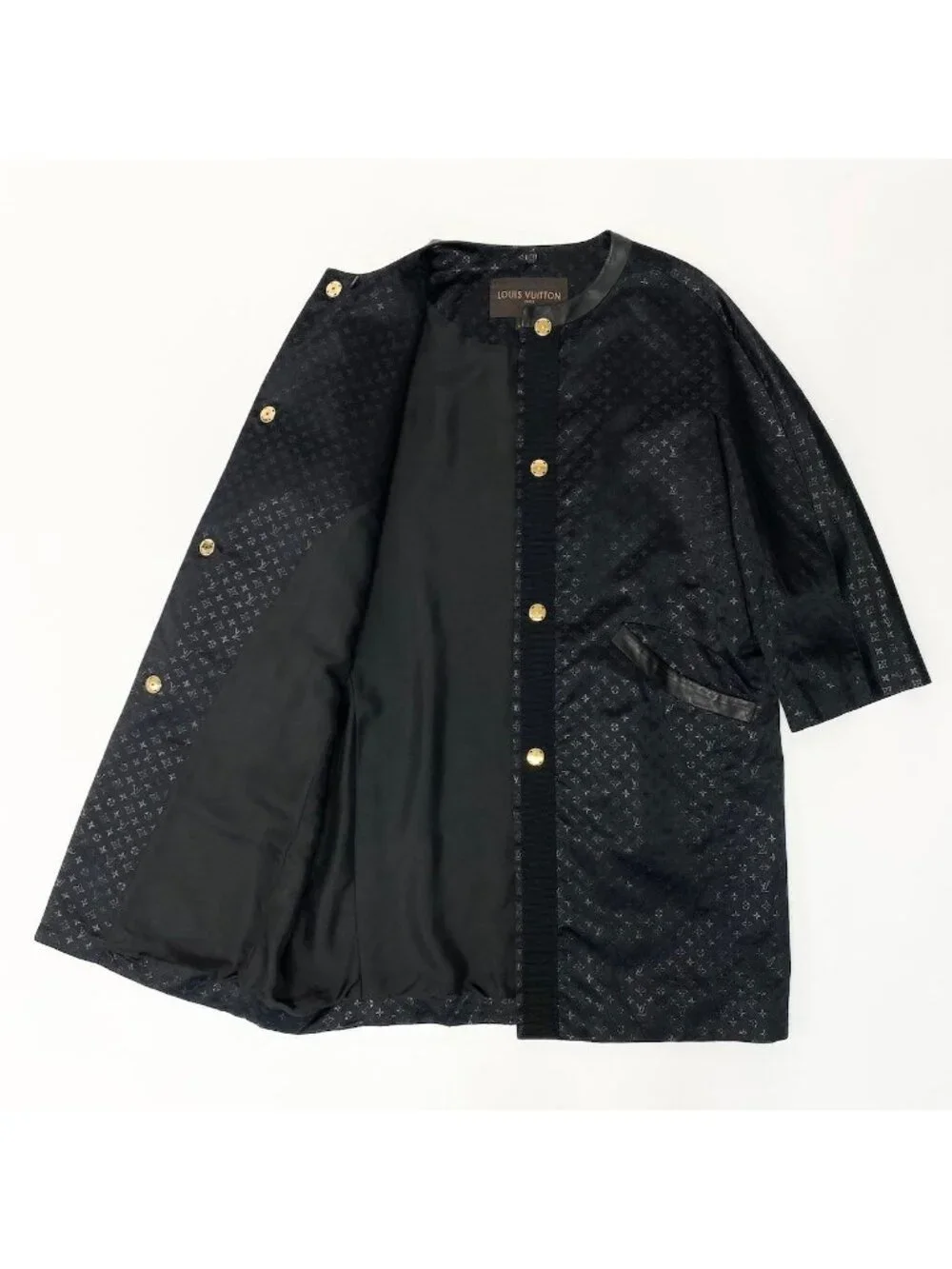 Louis Vuitton @I Monogram Long Coat Collarless Silk